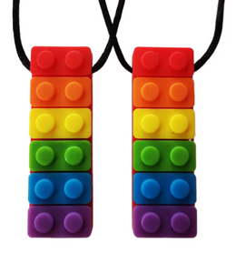 Chewelry Sensory Chew Necklace Brick / Block Style Rainbow Single
