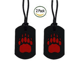 Sensory Chew Necklace Chewelry Autism ADHD ASD Biting Child Baby Teething Chewy Toy Children Red Paw on Black 2 Pack
