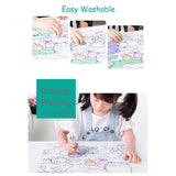 Colouring Activity Placemats For Kids Washable Easily Wipe clean FDA Approved Silicone Reusable Doodle Dinner Mat Waterproof Place Mat Keeps Children and Toddlers Entertained 40 x 30 cm