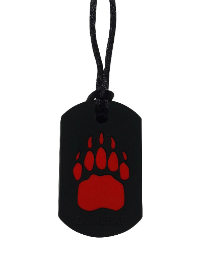 Sensory Chew Necklace Chewelry Autism ADHD ASD Biting Child Baby Teething Chewy Toy Children Red Paw on Black Single Pack