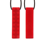 Chewelry Sensory Chew Necklace Brick / Block Style 2 Pack Red