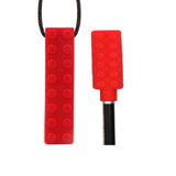 Sensory Chew Necklace and Pencil Topper Set red
