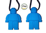 Chewelry Sensory Chew Necklace Chews Textured Chew Toys for Autism Therapeutic, Chewy Chewable Robot Man Style 2 PACK BLUE