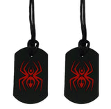 Sensory Chew Necklace Chewelry Dog Tag Style Autism ADHD ASD Biting Child Baby Teething Chewy Toy Children Red Spider on Black 2 Pack