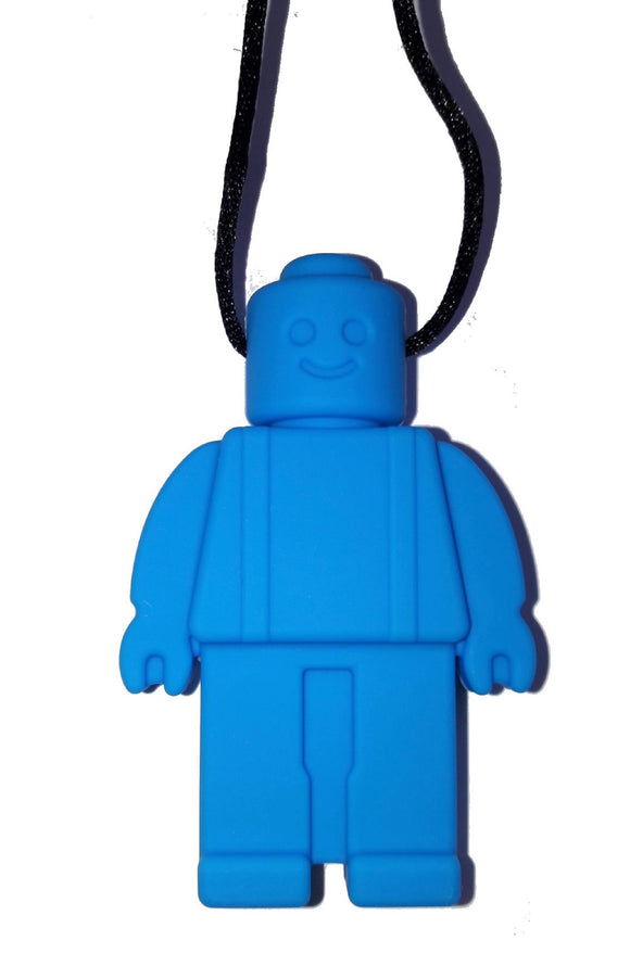 Chewelry Sensory Chew Necklace Chews Textured Chew Toys for Autism Therapeutic, Chewy Chewable Robot Man Style BLUE