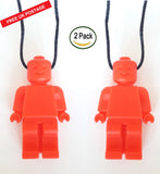 Chewelry Sensory Chew Necklace Chews Textured Chew Toys for Autism Therapeutic, Chewy Chewable Robot Man Style 2 PACK RED